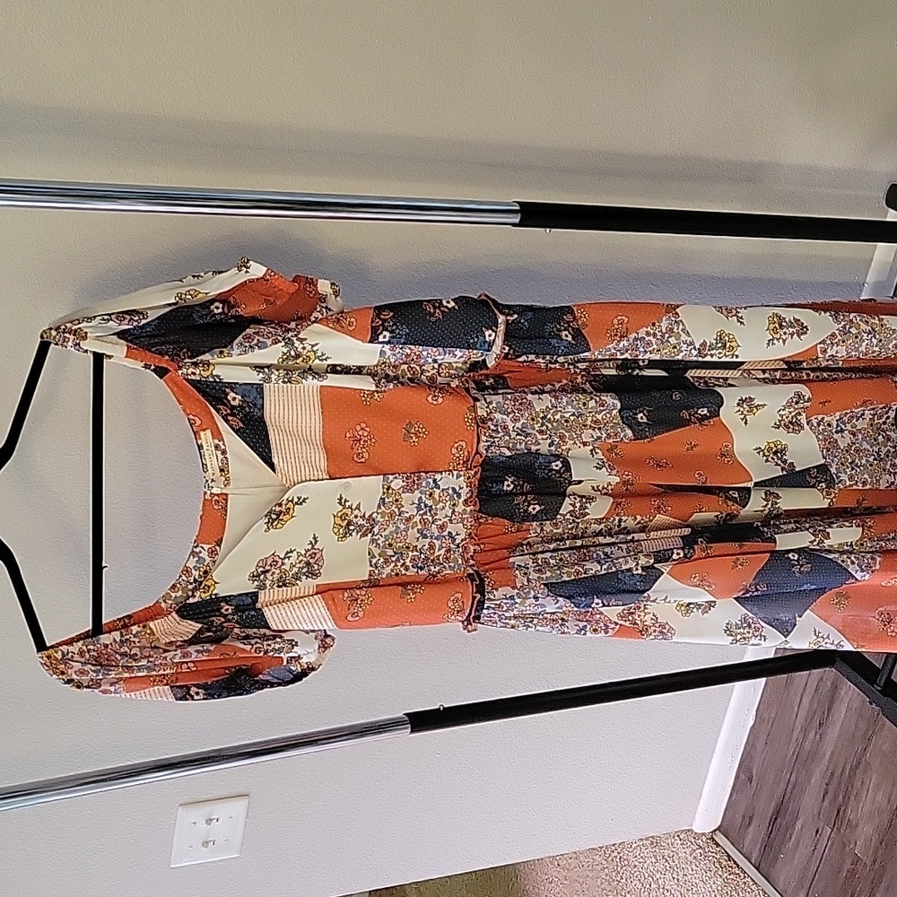 Wayward Fancies Custom Dress blue orange white patchwork dress XXXXL